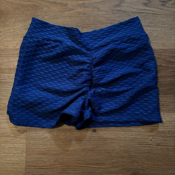 Blue Textured Women's Shorts - Picture 4 of 4
